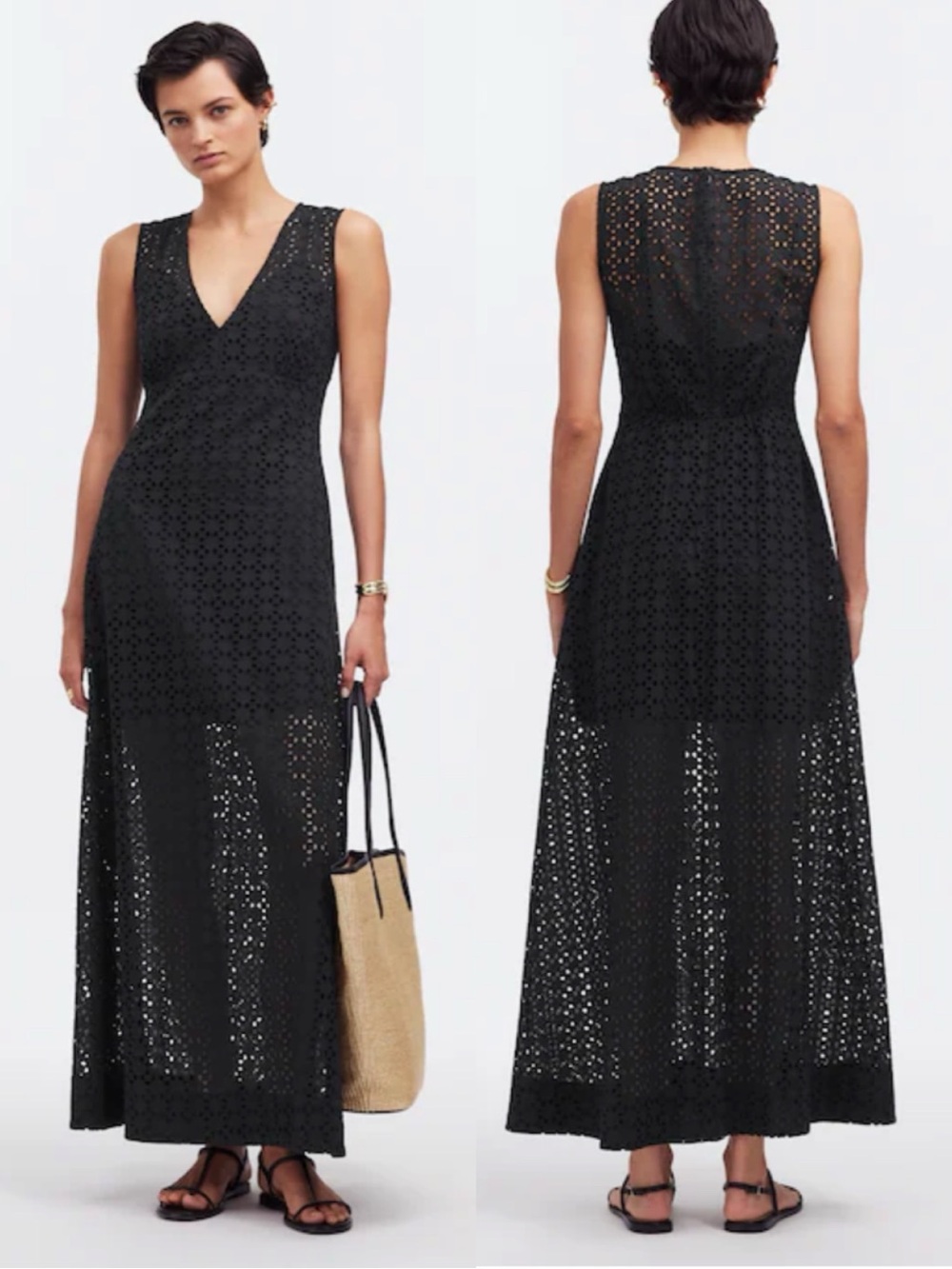 Madewell NEW Eyelet V-Neck Maxi Dress size 8